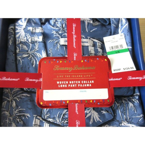 Tommy Bahama Men's Woven Notch Collar Long Pant PJ set Tropical Island Life NIB - Picture 3 of 6